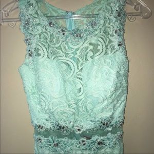 Mint Lace Prom Dress